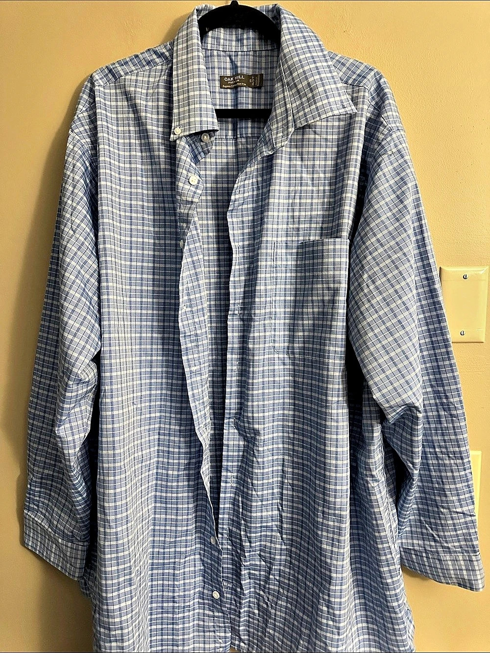 Oak Hill Premium Supreme Cotton Iron-Free Plaid Button Down in Blue & White Like